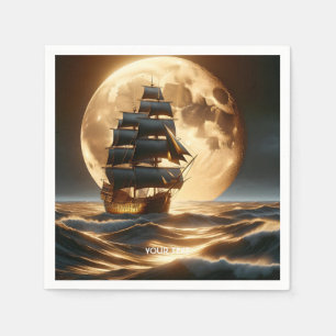 Fantasy Cute Sea Brigantine Moon Napkin