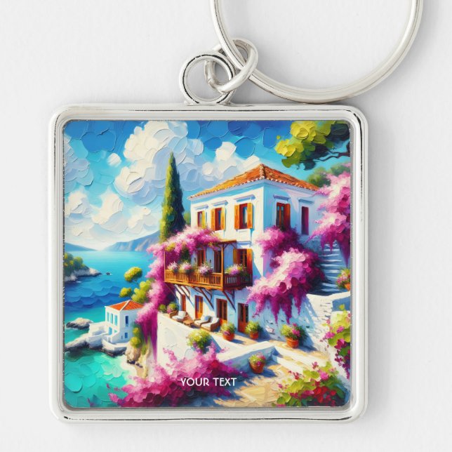 Fantasy Cute Sea Villa House Key Ring (Front)