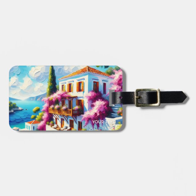 Fantasy Cute Sea Villa House Luggage Tag (Front Horizontal)