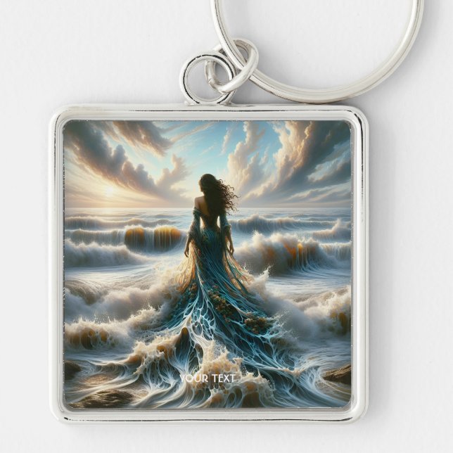Fantasy Cute  Sea  Wave  Girl Key Ring (Front)