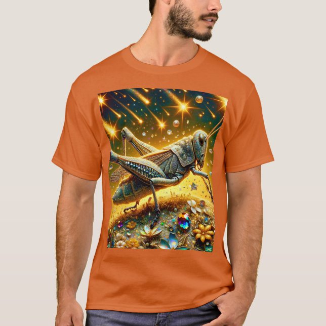 Fantasy Cute Sequin Grasshopper Stars T-Shirt (Front)