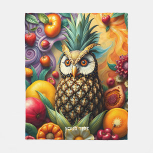 Fantasy Cute Serene Pineapple Owl Fleece Blanket