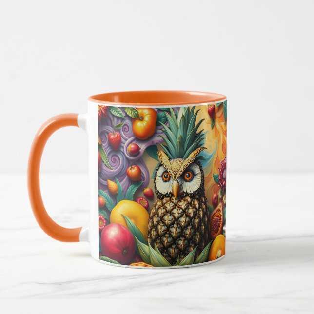 Fantasy Cute Serene Pineapple Owl Mug (Left)