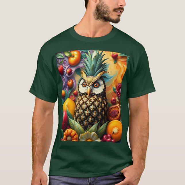 Fantasy Cute Serene Pineapple Owl T-Shirt (Front)