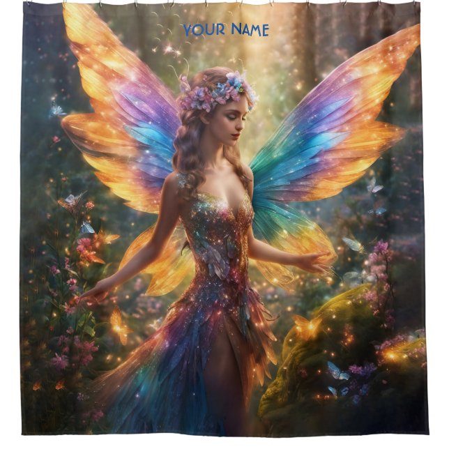 Fantasy Cute Shining Magic Fairy Shower Curtain (Front)