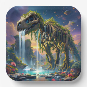 Fantasy Cute Skeleton Dinosaur Garden Paper Plate