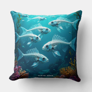 Fantasy Cute Skeleton Fish School Cushion