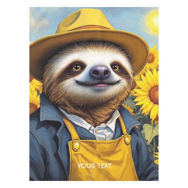 Fantasy Cute Sloth Van Gogh Tablecloth (Front)