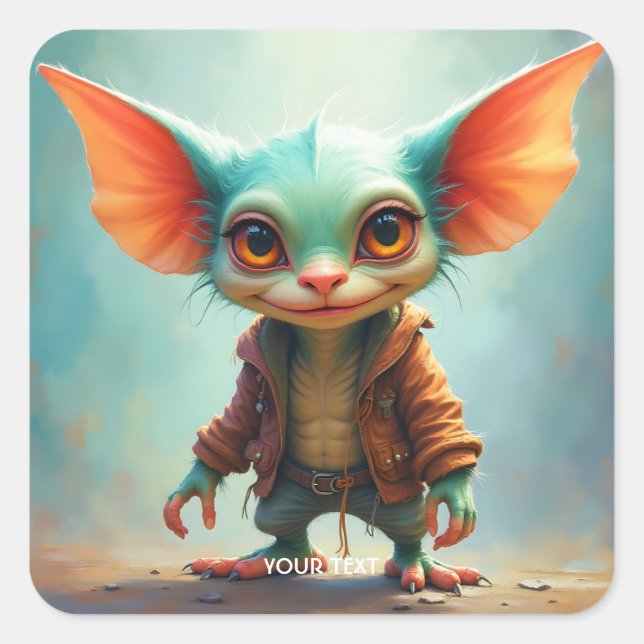 Fantasy Cute  Small Adorable Creature Square Sticker (Front)