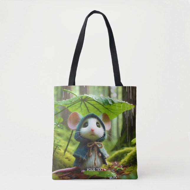 Fantasy Cute  Small Mouse Rain Tote Bag (Front)