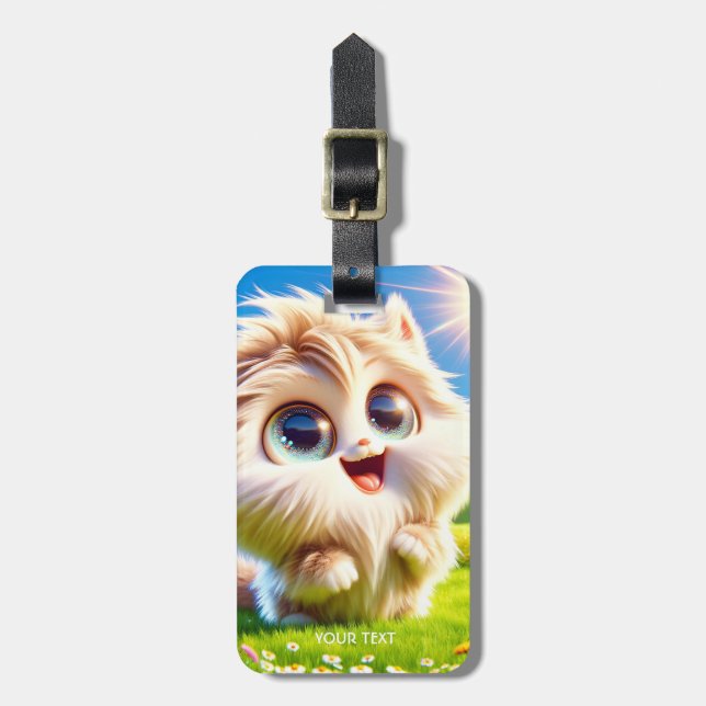 Fantasy Cute Small Smiling Creature Luggage Tag (Front Vertical)