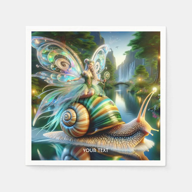 Fantasy Cute Snail Girl River Napkin (Front)