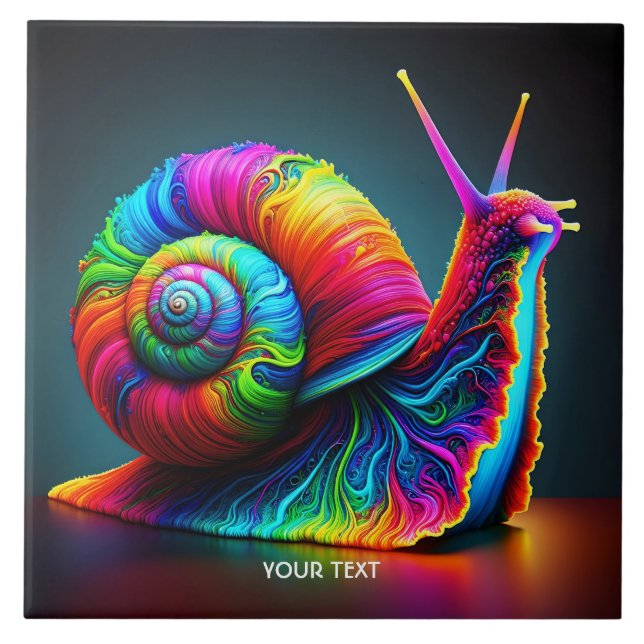 Fantasy Cute Snail Many Colours Tile (Front)