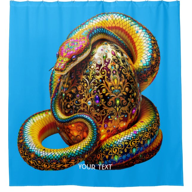 Fantasy Cute Snake Egg Vibrant Shower Curtain (Front)
