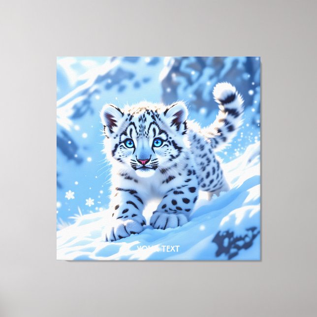 Fantasy Cute Snow Baby Leopard Canvas Print (Front)