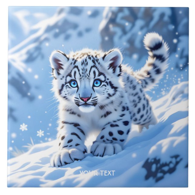 Fantasy Cute Snow Baby Leopard Tile (Front)