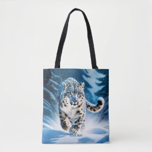 Fantasy Cute Snow Leopard Running Tote Bag