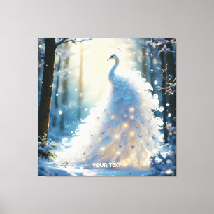 Fantasy Cute  Snow White Peacock Canvas Print