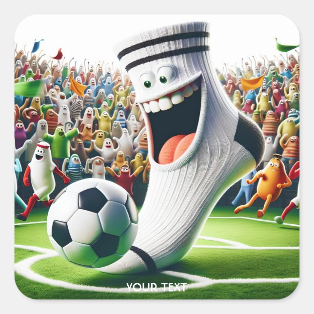 Fantasy Cute Soccer Ball Sock Square Sticker (Front)