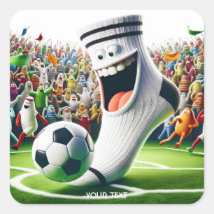Fantasy Cute Soccer Ball Sock Square Sticker