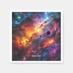 Fantasy Cute Space Scenes Collage Napkin