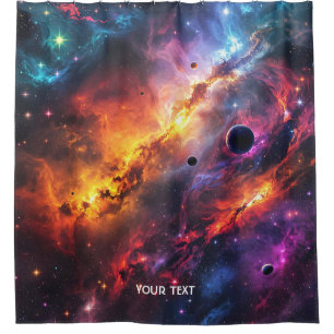 Fantasy Cute Space Scenes Collage Shower Curtain