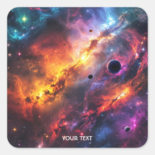 Fantasy Cute Space Scenes Collage Square Sticker