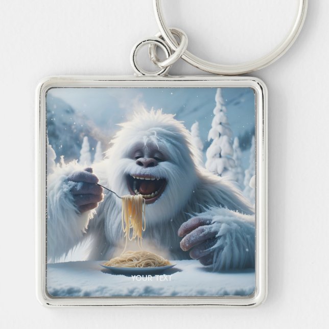 Fantasy Cute Spaghetti Yeti Snow Key Ring (Front)