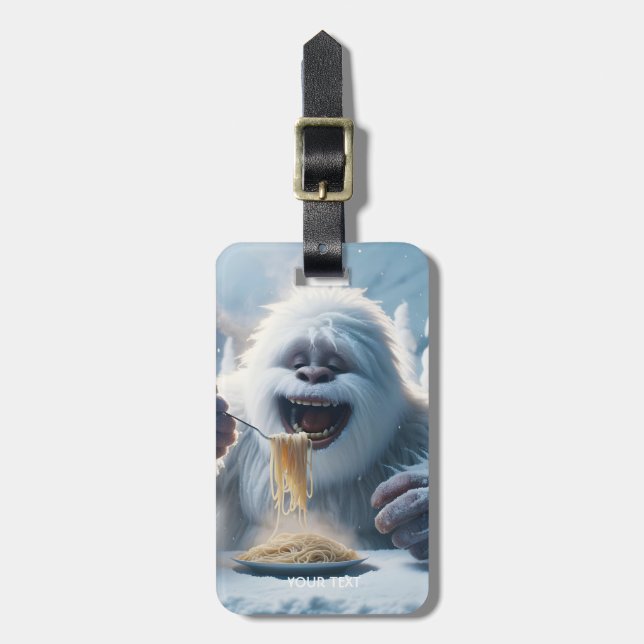 Fantasy Cute Spaghetti Yeti Snow Luggage Tag (Front Vertical)