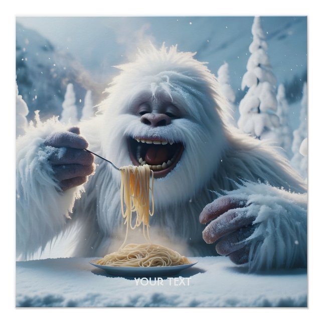 Fantasy Cute Spaghetti Yeti Snow Poster (Front)