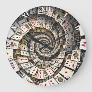 Fantasy Cute Spiral Cards Staircase Large Clock