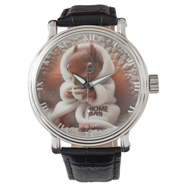 Fantasy Cute Squirrel Coffee Cup  Watch (Front)