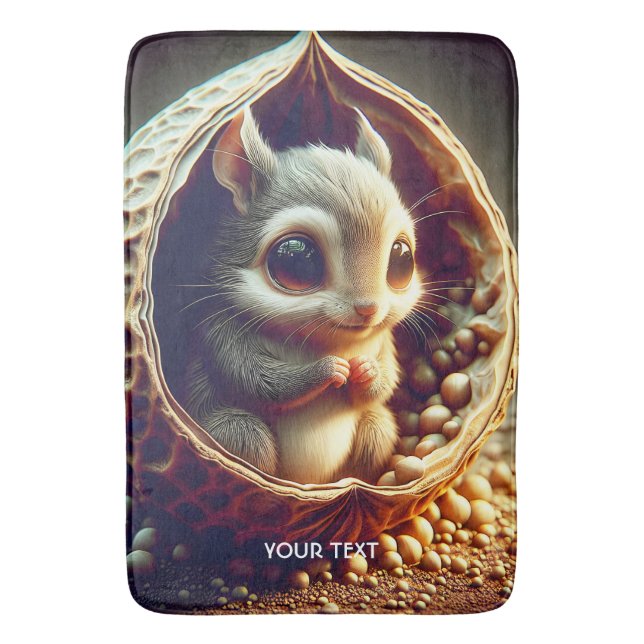 Fantasy Cute  Squirrel Inside Shell Bath Mat (Front Vertical)