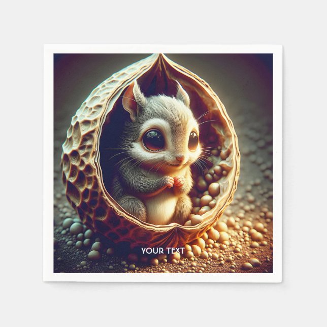 Fantasy Cute  Squirrel Inside Shell Napkin (Front)
