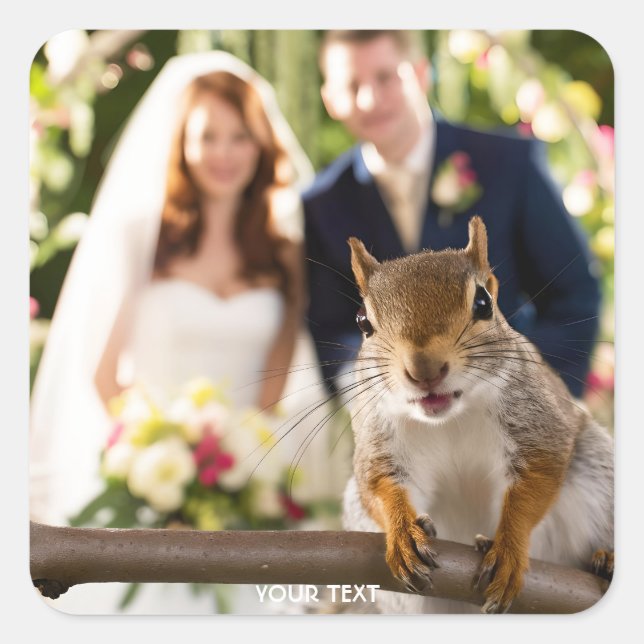 Fantasy Cute Squirrel Married Couple Square Sticker (Front)