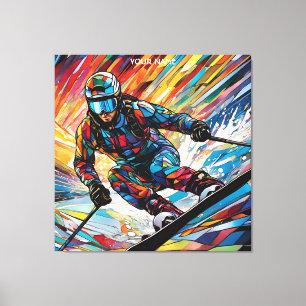 Fantasy Cute Stained Glass Alpine Ski Canvas Print