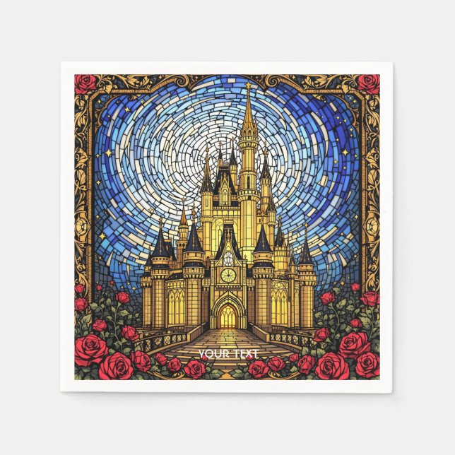Fantasy Cute Stained Glass Castle Napkin (Front)