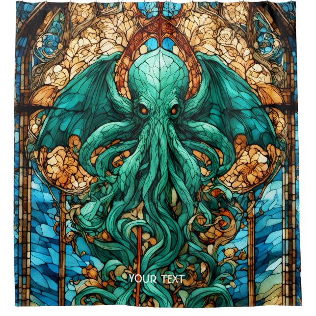 Fantasy Cute Stained Glass God Shower Curtain (Front)