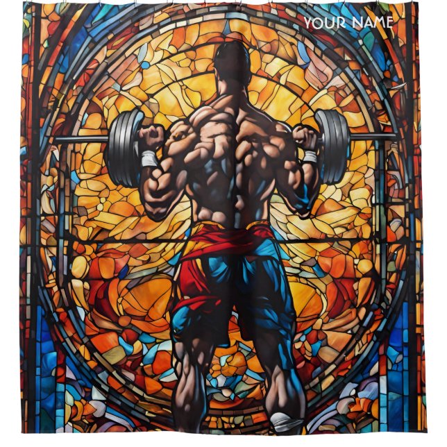 Fantasy Cute Stained Glass Gym Shower Curtain (Front)