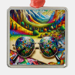 Fantasy Cute Stained Glass Sunglasses Metal Tree Decoration