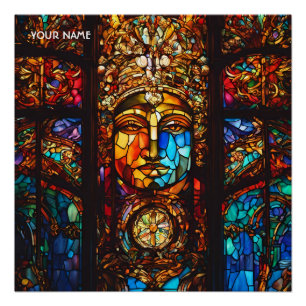 Fantasy Cute Stained Glass Window Poster