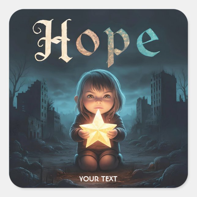 Fantasy Cute Star Girl Hope Square Sticker (Front)