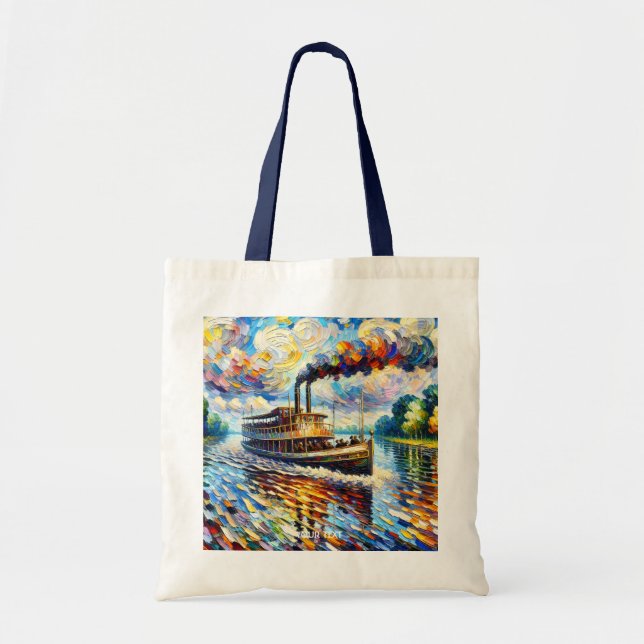 Fantasy Cute Steam Boat Ship  Tote Bag (Front)