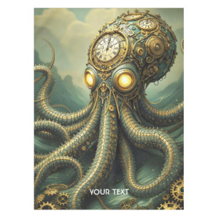 Fantasy Cute Steampunk Clock Kraken Tablecloth