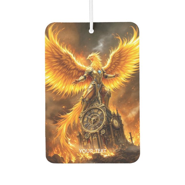 Fantasy Cute Steampunk Flames Phoenix Car Air Freshener (Front)