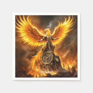 Fantasy Cute Steampunk Flames Phoenix Napkin