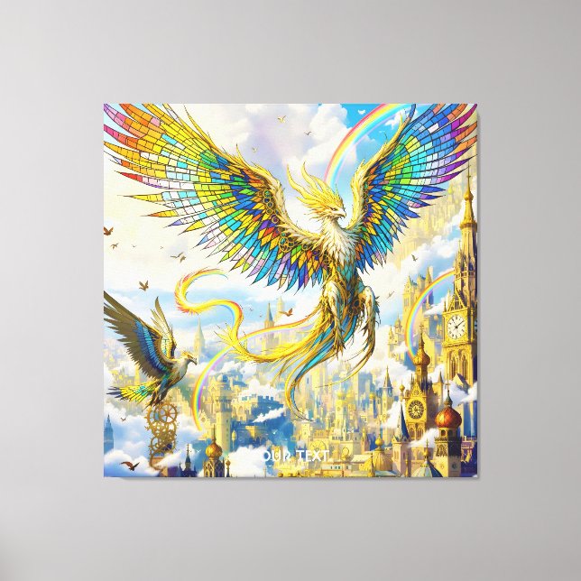 Fantasy Cute Steampunk Griffin City Canvas Print (Front)