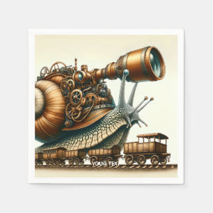 Fantasy Cute Steampunk Snail Train Napkin