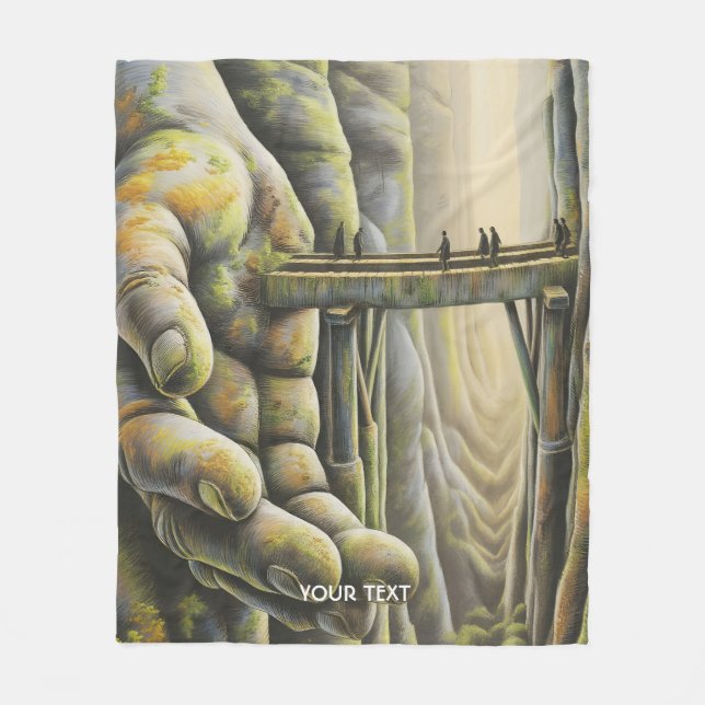 Fantasy Cute Stone Hand Bridge Fleece Blanket (Front)