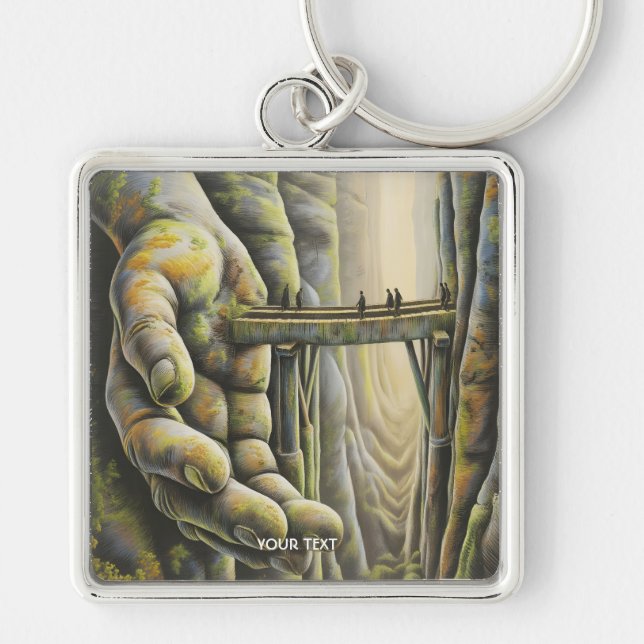 Fantasy Cute Stone Hand Bridge Key Ring (Front)